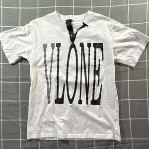 VLONE White Staple Shirt with Black Logo and Back V Graphic